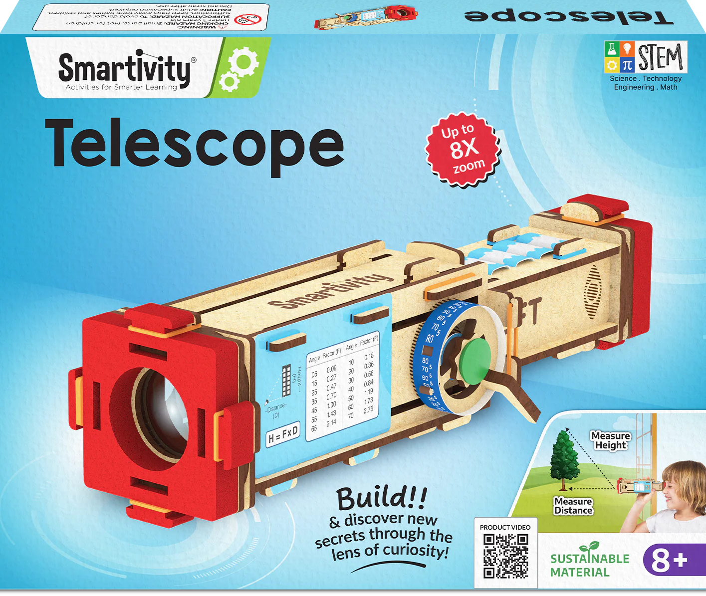Smartivity Telescope - 8X Zoom | Ages 8-14 | DIY STEM Construction Toy