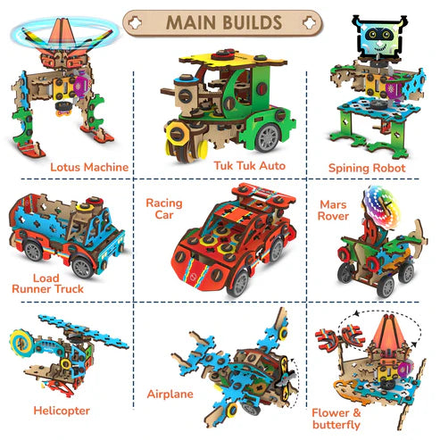 Smartivity 20 in 1 Spin-n-Go Kit | Ages 6+ | Build a Moving Robot, CAR, Airplane & More