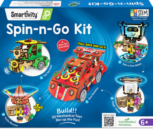 Smartivity 20 in 1 Spin-n-Go Kit | Ages 6+ | Build a Moving Robot, CAR, Airplane & More