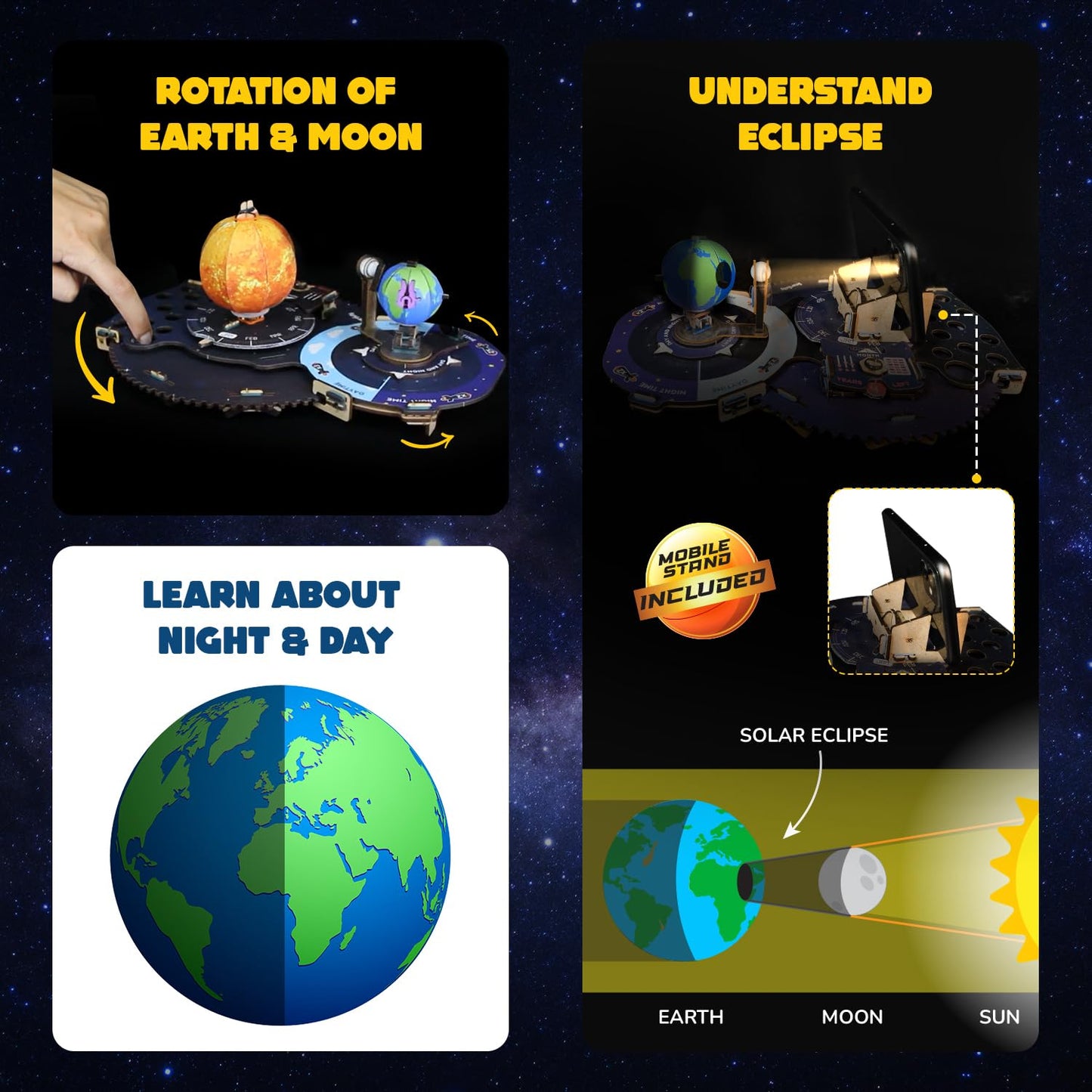 Smartivity Earth-Sun-Moon Space Toy | Interactive 3D Model Kit For Kids | 8+ Years