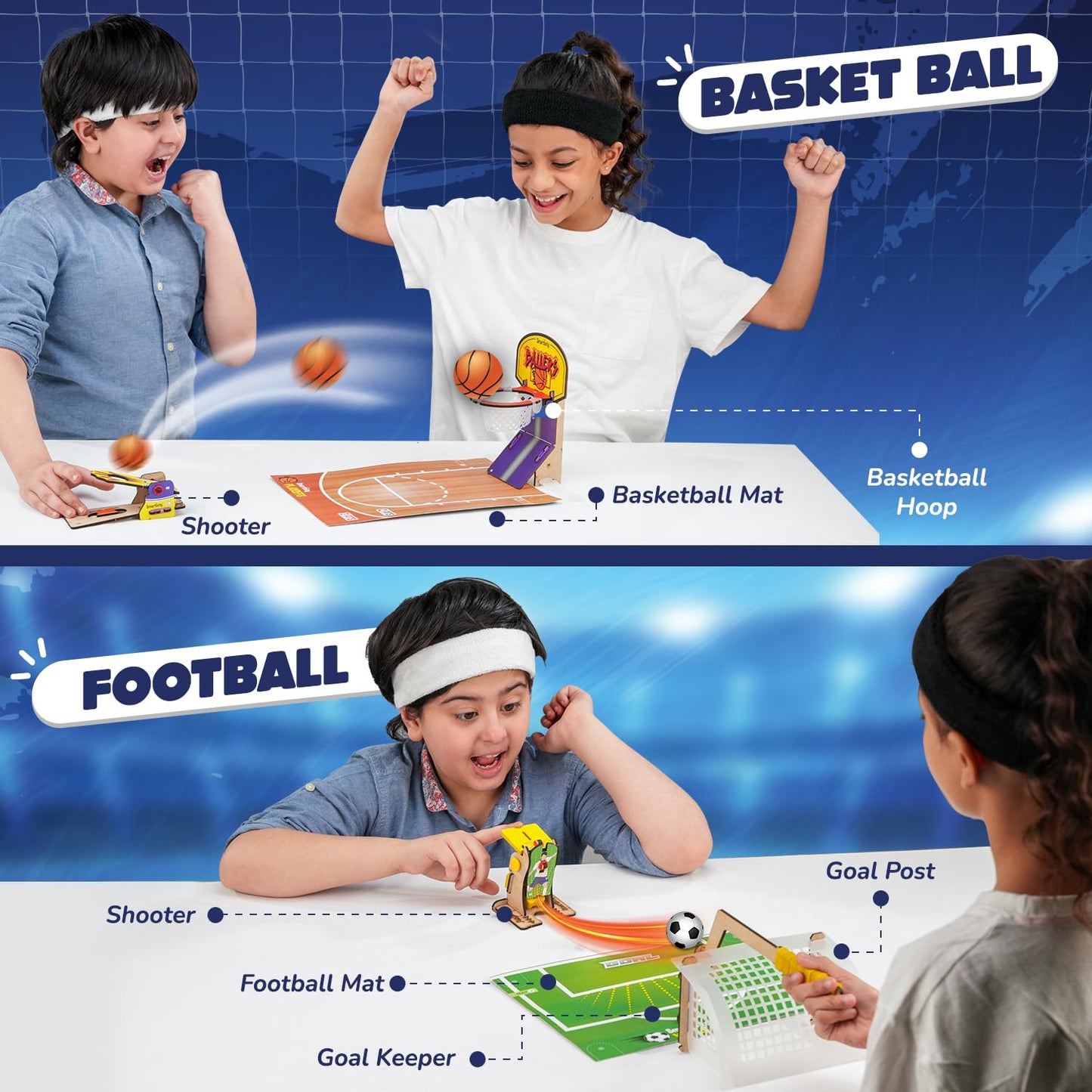 Smartivity 3-in-1 Multi Sports Kit | DIY STEM Wooden Construction Game | Build and Play Basketball, Bowling, and Ring Toss Games | Educational Toy for Kids | 6+ Years