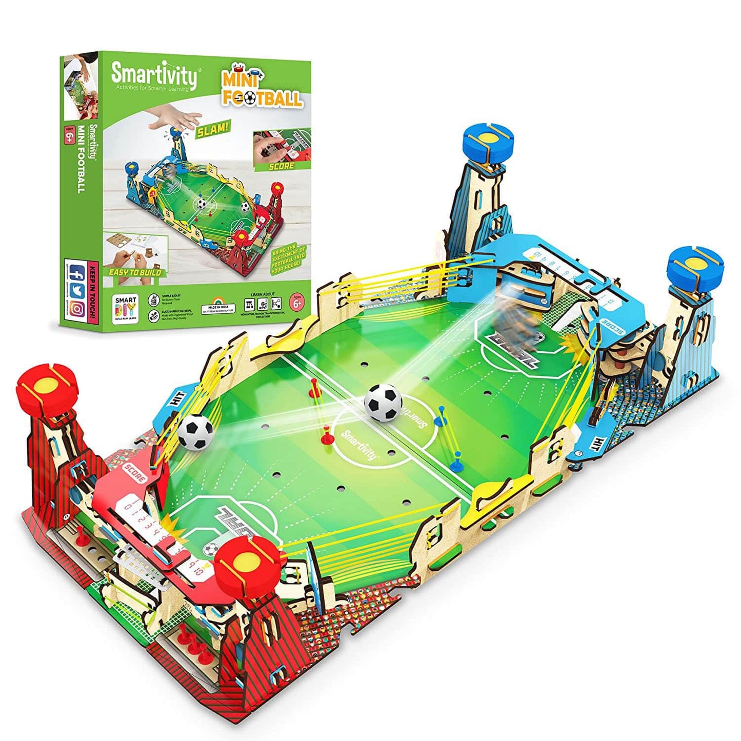 Smartivity Mini Football Game – Fun DIY STEM Wooden Construction Toy for Kids 8+ | Build & Play Indoor Football Game