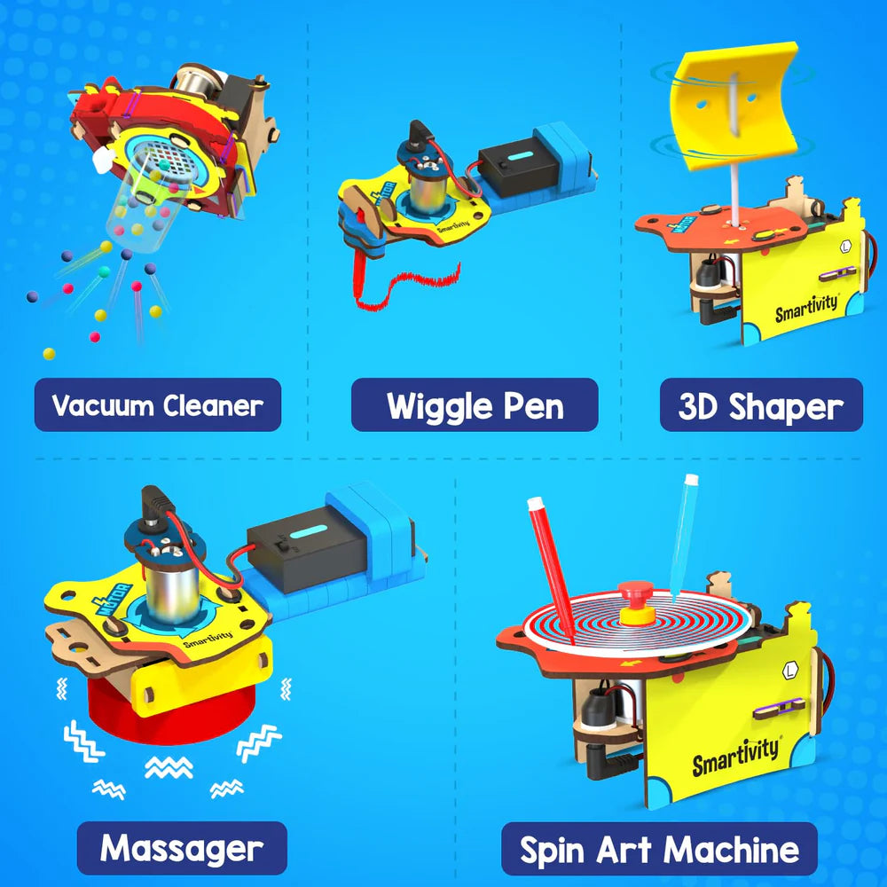 Smartivity 10 in 1 Motor Powered Gadgets | 6 - 14 years | Build 10+ Science Projects - Bubble Launcher, Spinning Toy & More